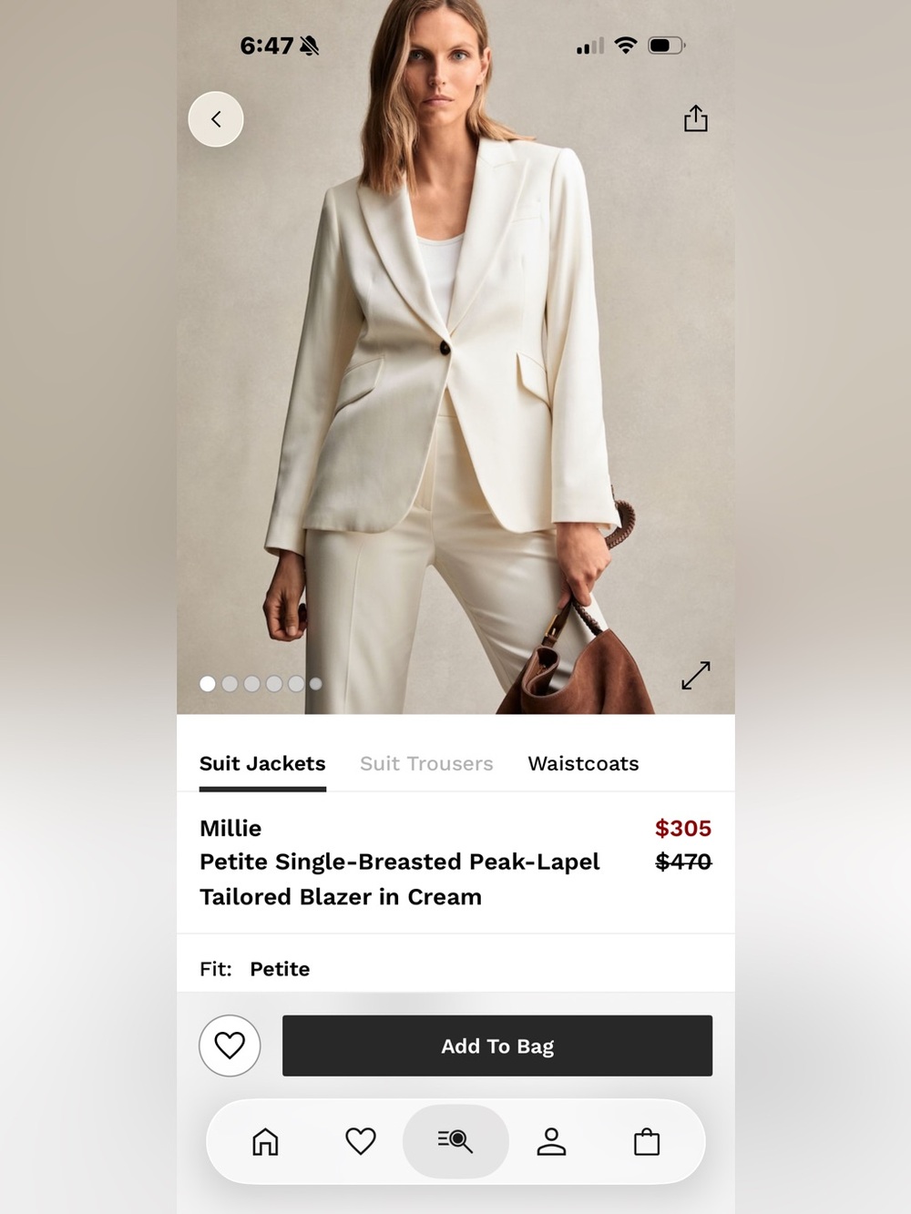 Reiss Millie Petite Single-Breasted Tailored Blazer Cream US 10P NWT Condition